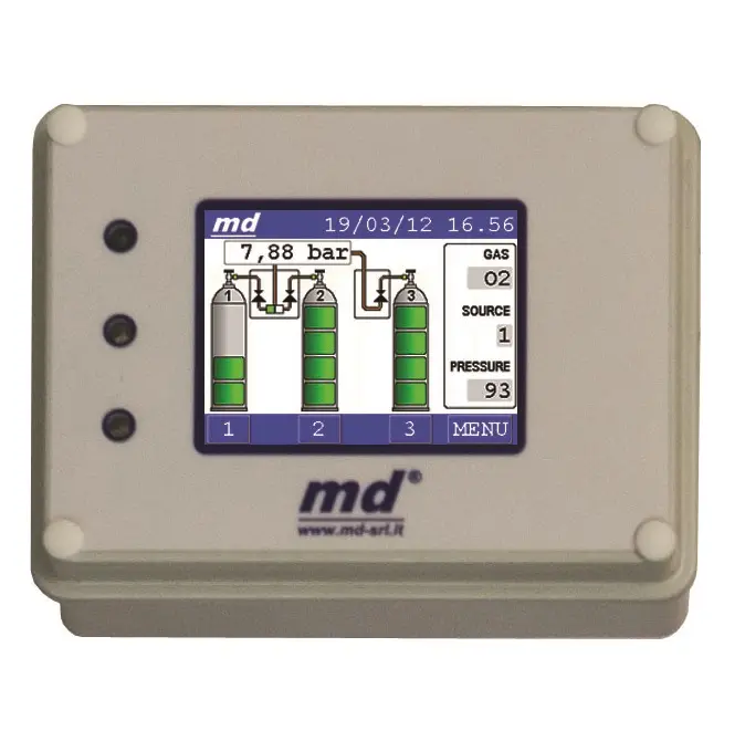 Manifold system alarm module with touch screen display